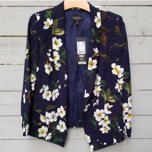 NWT Escada Brodo Floral Fantasy Open Blazer Jacket Navy Euro Size 38